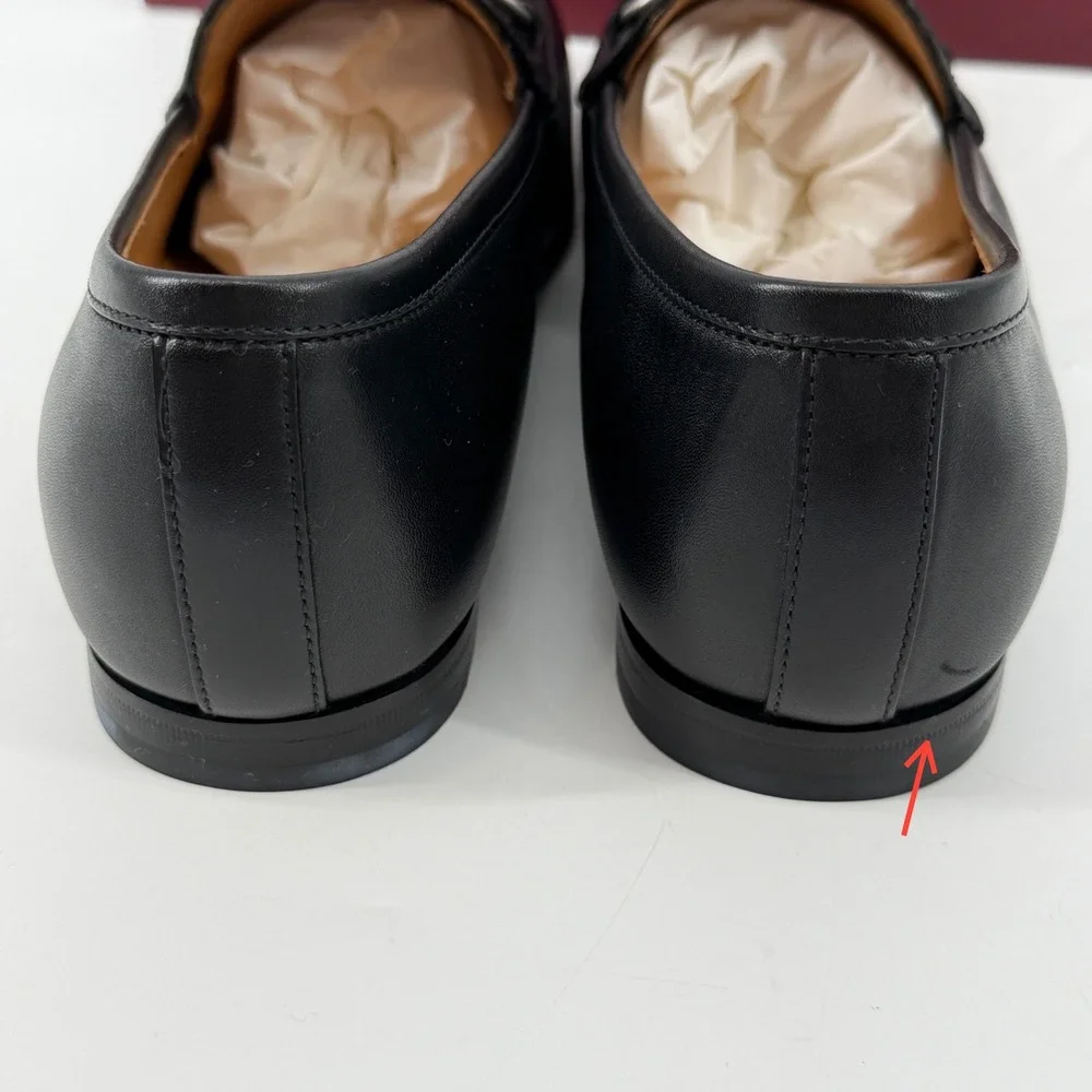 Gucci Mens Real Betis GG Monogram Horsebit Loafers Black Leather Size 7